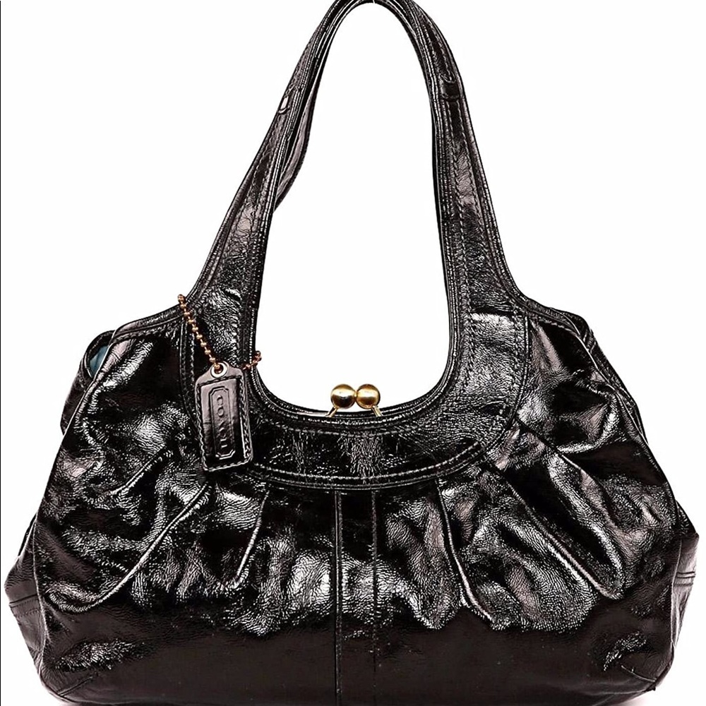 Coach black patent leather ergo satchel